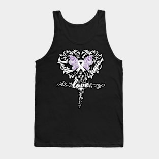 Blindness Awareness Faith Hope Love Butterfly Ribbon, In This Family No One Fights Alone Tank Top